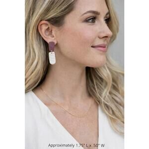 NWT Maroon and White Cactus Clay Co. Earrings